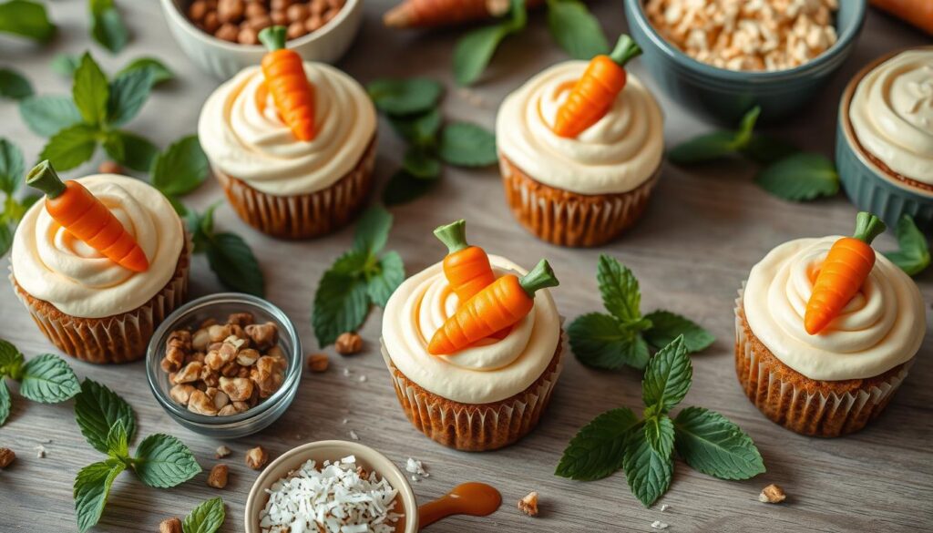 Serving mini carrot cakes with accompaniments